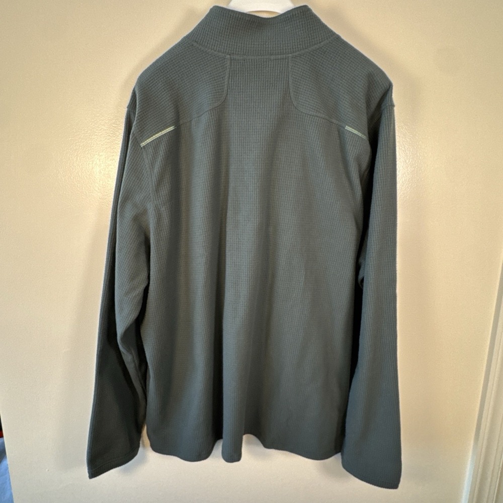 LL Bean AirLight Knit Pullover Mens XXXL Tall Green Gray Snap Mock Neck 521244 - Picture 2 of 9